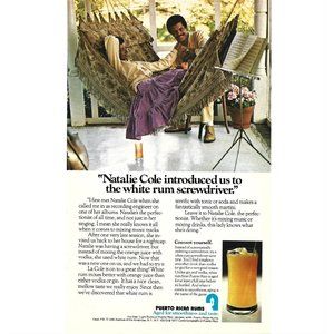 Natalie Cole Puerto Rican Rum 1980s Vintage Print Ad 9 inch Tall